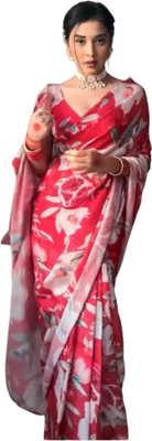JATADHAR FAB Digital Print Ready to Wear Satin Saree(Red)