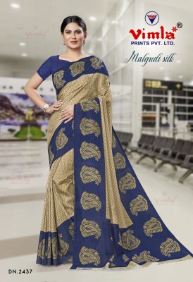 Novus Knitting Printed Bollywood Art Silk Saree(Beige)