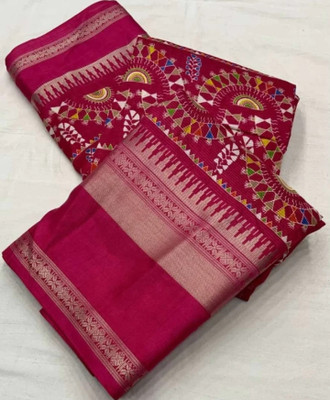 SILK VISTA Printed Daily Wear Silk Blend Saree(Red)