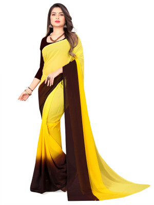 kashvi sarees Dyed Bollywood Georgette Saree(Brown, Yellow)