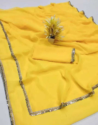 Damru trendz Digital Print Bollywood Georgette Saree(Pack of 2, Yellow)