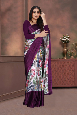 jihana fab Printed Kanjivaram Georgette, Silk Blend Saree(Maroon)