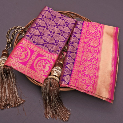 Rudr Venture Digital Print Banarasi Jacquard Saree(Multicolor)