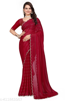 MIROSELLY CREATION Self Design Bollywood Art Silk Saree(Red)