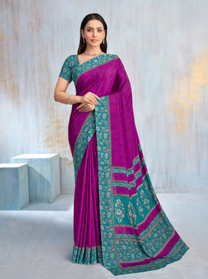 Divastri Printed Bollywood Crepe Saree(Purple)