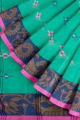 Ganesh plastic and industry Woven Tant Pure Cotton Saree(Blue)