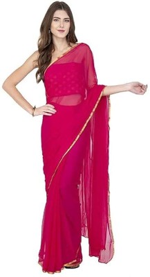 Durga Emporio Solid/Plain Bollywood Chiffon Saree(Magenta, Pink)