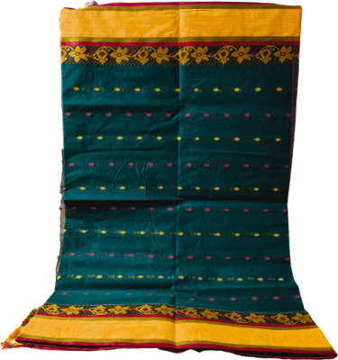 Charvi Lifestyle Woven Tant Pure Cotton Saree(Dark Green)