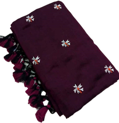 Rnn Saree Floral Print Handloom Pure Cotton Saree(Maroon)
