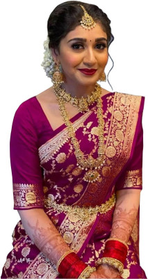 LAVISHBOI Solid/Plain Saree with Attached Blouse Art Silk Saree(Multicolor)