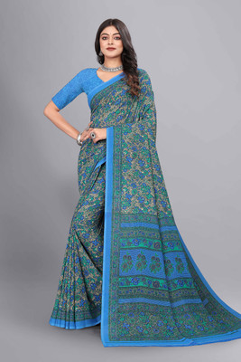 Vimla Printed Daily Wear Crepe Saree(Blue)