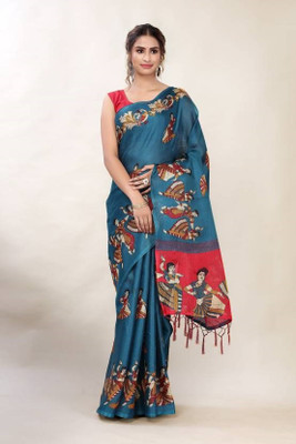 Anugrah Textile Solid/Plain Banarasi Lycra Blend, Chiffon Saree(Light Blue, Red)