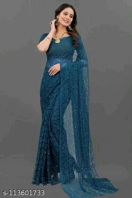 Suali Embroidered Bollywood Net Saree(Black)