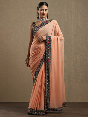 Tasrika Embellished Bollywood Georgette Saree(Pink, Orange)