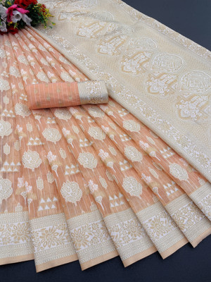 Shirodhari Woven Bollywood Tissue Saree(Beige)