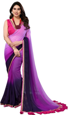 Dgdesigner Color Block Bollywood Georgette Saree(Multicolor)
