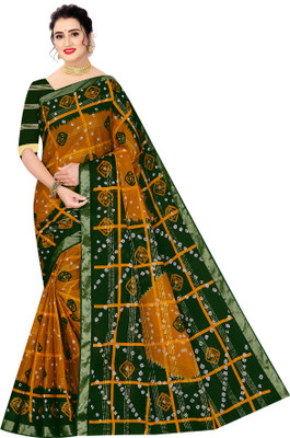 SARITA SAREES Printed Bandhani Pure Cotton Saree(Mustard)