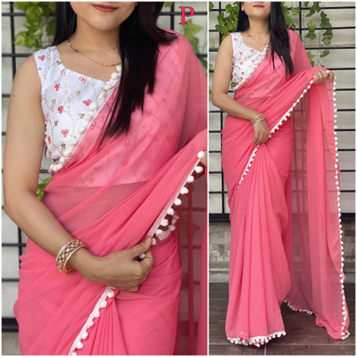 Vijayhanuman Solid/Plain, Self Design Bollywood Viscose Rayon Saree(Red)