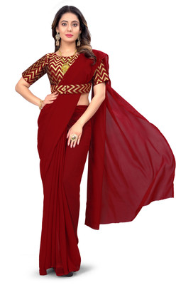 Tejal Creation Self Design Bollywood Georgette Saree(Maroon)