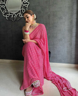 NESHVI ENTERPRISE Printed Bollywood Georgette Saree(Pink)