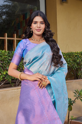 SATYAM WEAVES Woven Banarasi Jacquard Saree(Multicolor)