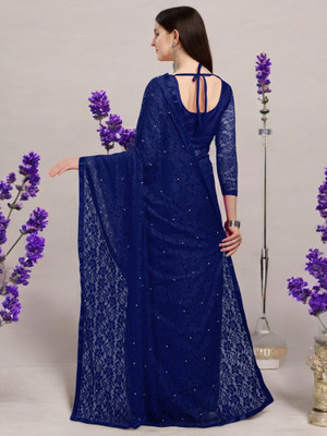 NEXA Self Design Bollywood Net Saree(Blue)