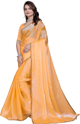 Gajal Woven Kanjivaram Chiffon, Jimmy choo Saree(Orange)