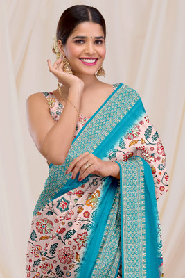 DHARMRAJ ENTERPRISE Digital Print Bollywood Cotton Silk Saree(Light Green)