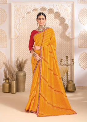 Laxmipati sarees Printed Bollywood Georgette Saree(Mustard)