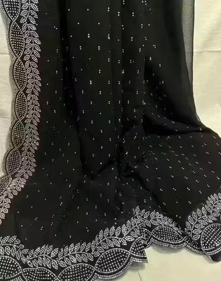 Prelax Embellished Pre Draped Saree Georgette Saree(Black)