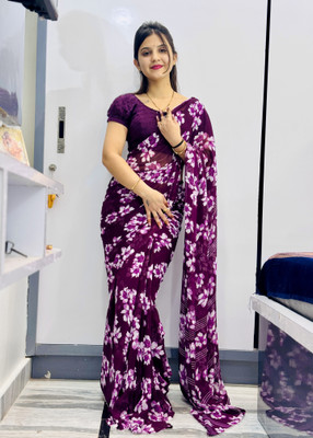 TELIRAJ.FASHION. Printed Bollywood Georgette Saree(Purple)