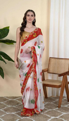 shee vinayak Digital Print Bandhani Georgette Saree(Red)