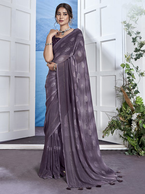 Divastri Printed Bollywood Georgette Saree(Purple)