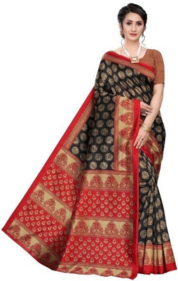 HouseOfCommon Printed Bollywood Georgette Saree(Black)