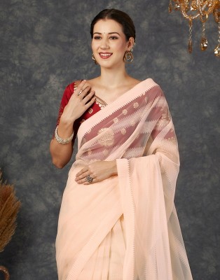 Samah Dyed, Woven Bollywood Net Saree(Pink)