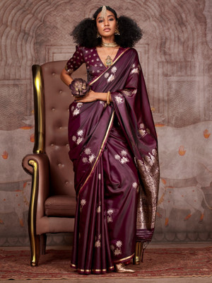 Tasrika Woven Gadwal Satin Saree(Maroon)