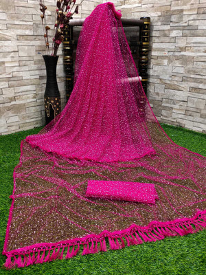 LADYSUTRA Self Design Bollywood Net Saree(Pink)