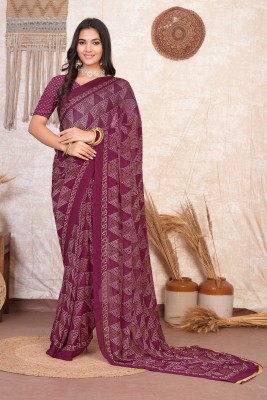 Anjanisut Sarees Printed Daily Wear Georgette, Chiffon Saree(Purple)