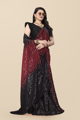 JAY RAMDEV FASHION Embroidered Bollywood Georgette Saree(Red)