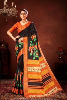 FULIYA SILK Digital Print Bollywood Tussar Silk Saree(Multicolor)