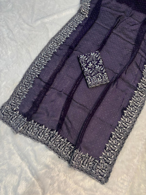 Sitanjali Embroidered Chanderi Chanderi Saree(Purple)