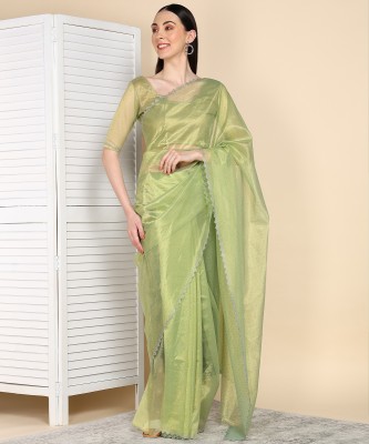 Snija Fashion Self Design Bollywood Organza Saree(Light Green)