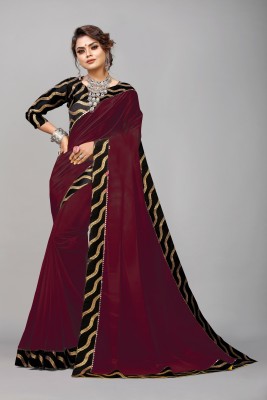 Be4Me.com Self Design, Floral Print, Solid/Plain Bollywood Georgette Saree(Maroon)