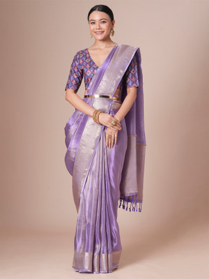 Sareemall Woven Bollywood Tissue Saree(Purple)