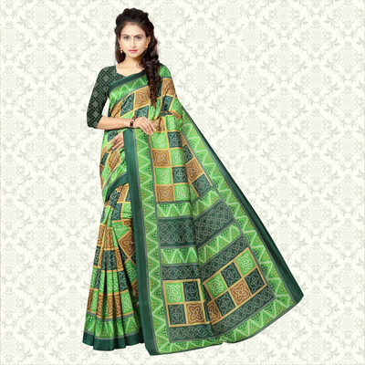 Vimalnath Synthetics Printed Daily Wear Art Silk Saree(Green)