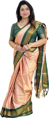 AS CREATION Self Design Kanjivaram Silk Blend Saree(Multicolor)