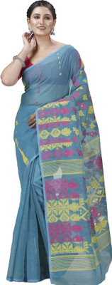 DipDiya Self Design Jamdani Pure Cotton Saree(Multicolor)