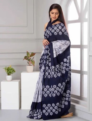 Alexa Fashion Floral Print Daily Wear Cotton Blend Saree(Multicolor)