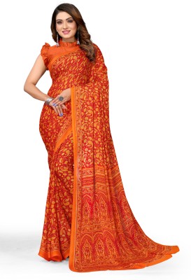 Madhur milan Printed Daily Wear Chiffon Saree(Red)