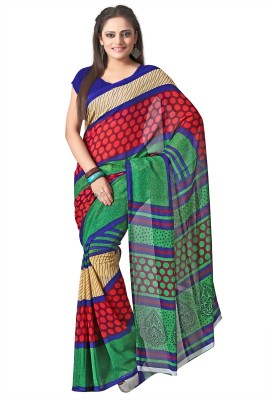 Silkbazar Printed Daily Wear Georgette Saree(Green)